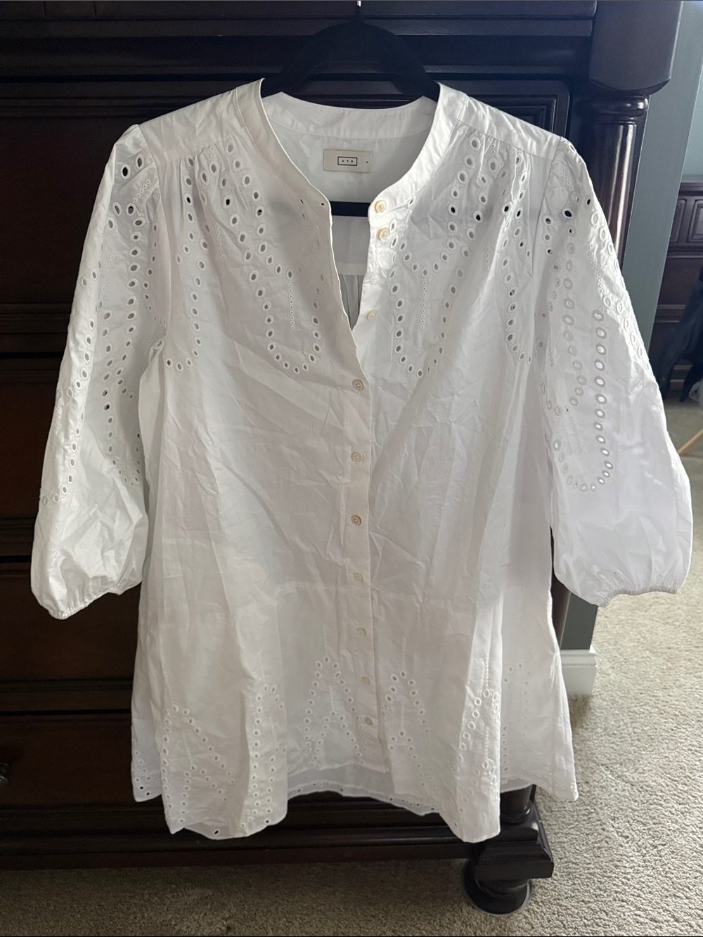 AYR White Eyelet Button-Front Cotton Dress